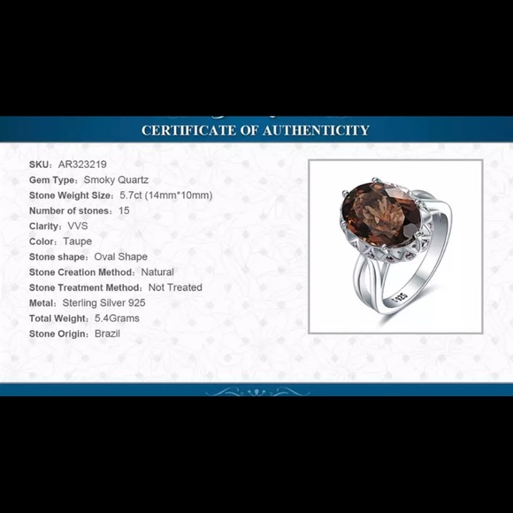 4.7ct Natural Smoky Quartz Ring - Picture 6 of 7